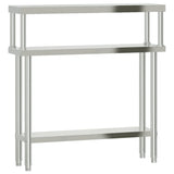 Kitchen Work Table with Overshelf 110x30x120 cm Stainless Steel 3208894
