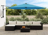 Garden Parasol Sea blue Polyester, Powder-Coated Aluminium Large 362894