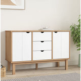 Sideboard OTTA Brown and White 113.5x43x73 cm Solid Wood Pine 348593