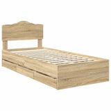 Bed Frame with Drawer Sonoma Oak 90 x 190 cm Engineer Wood 3413049