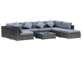 8 Pieces PE Rattan Corner Sofa with Thick Cushions, Aluminium Outdoor Rattan Garden Furniture T3398P319994