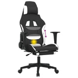 ZNTS Swivel Gaming Chair with Footrest Black and White Fabric 345707