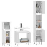 ZNTS 3 Piece Bathroom Cabinet Set White Engineered Wood 3187789
