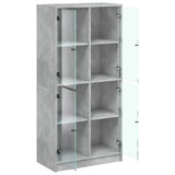 Highboard with Doors Concrete Grey 68x37x142 cm Engineered Wood 3295860