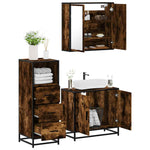 ZNTS 3 Piece Bathroom Furniture Set Smoked Oak Engineered Wood 3301007