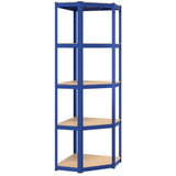 5-Layer Corner Shelf Blue Steel&Engineered Wood 152861
