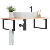 Basin Shelf Wall Mounted Steel and Solid Wood Oak 3302649