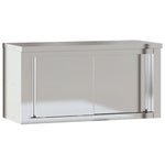 ZNTS Kitchen Wall Cabinet with Sliding Doors Stainless Steel 376442