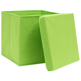 Storage Boxes with Lids 10 pcs Green 32x32x32 cm Fabric 288372
