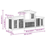 Outdoor Large Rabbit Hutch Grey and White 201x45x85 cm Wood 170843