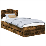Bed Frame with Drawer Smoked Oak 100 x 200 cm Engineer Wood 3413037