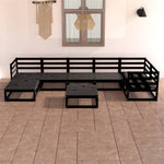 ZNTS 8 Piece Garden Lounge Set Black Solid Pinewood 3075703