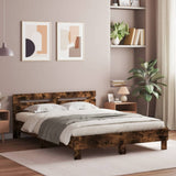 Bed Frame Smoked Oak Engineered wood Double Modern Bed Frame 3207424