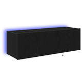 TV Wall Cabinet with LED 2 pcs Black Oak 100 x 35 x 31 cm 863112