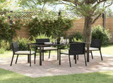Garden Dining Set 5 pcs Black Powder-Coated Steel 3379250