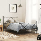 Metal Bed Frame without Mattress with Footboard Black 100x200cm 376515