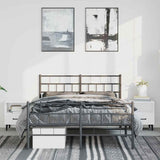 Metal Bed Frame without Mattress with Footboard Black 135x190cm 355676