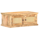 Coffee Table 90x50x35 cm Solid Mango Wood and Natural Cane 289089