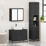 ZNTS 3 Piece Bathroom Furniture Set Black Engineered Wood 3301080