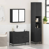 ZNTS 3 Piece Bathroom Furniture Set Black Engineered Wood 3301080