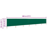6-panel Wind Screen Fabric 800x120 cm Green 47175