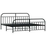 Metal Bed Frame without Mattress with Footboard Black 200x200cm 353660