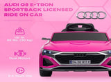 Audi Q8 e-tron Sportback Licensed 12V Ride on Car w/ Remote, 4 Spring Suspension Wheels, Headlights, T3398P378943