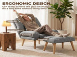 Recliner Chair with Footstool, Recliner Armchair with Adjustable Backrest, Thick Cushion and Wooden T3398P550268