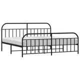 Metal Bed Frame without Mattress with Footboard Black 200x200cm 353660