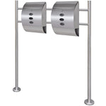 Double Mailbox on Stand Stainless Steel 271747
