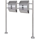 Double Mailbox on Stand Stainless Steel 271747