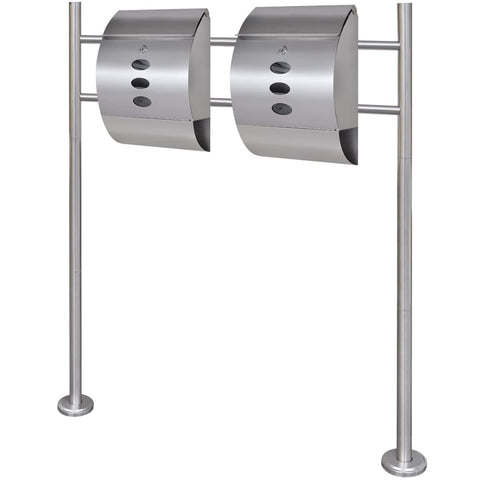 Double Mailbox on Stand Stainless Steel 271747