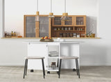 Four-Person Drop Leaf Dining Table, with Wheels - White T3398P344540