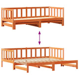 Pull-out Day Bed Wax Brown 193.5 x 184 x 66 cm Solid Pine Wood 867847
