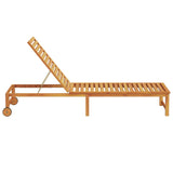 Sun Lounger Reclining Brown 53 x 202 x 89cm Solid Acacia wood 4108106