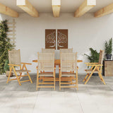Garden Dining Set Folding 7 pcs Beige Solid Acacia Wood 3375735