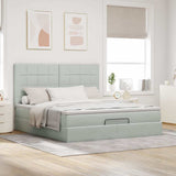 Ottoman Bed with Mattresses Light Grey 160x200cm Velvet 3313481