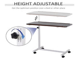 Height Adjustable Over Bed Table with Wheels, C Shaped Laptop Desk, Portable Hospital Bed Table for T3398P342948