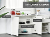 High Gloss Side Cabinet, Push-Open Design with 2 Drawers and 2 Cabinets for Living Room, 74H 117W T3398P377978