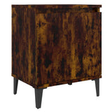 Bed Cabinets with Metal Legs Smoked Oak 40x30x50 cm 813117