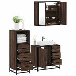 ZNTS 3 Piece Bathroom Furniture Set Brown Oak Engineered Wood 3301019