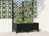 Garden Planter with Trellis&Wheels Black 80 x 40 x 146 cm PP 3422970