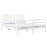 Bed Frame without Mattress White 150x200 cm King Size Solid Wood Pine 3104289