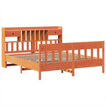 ZNTS Bed Frame without Mattress Wax Brown 180x200 cm Super King Solid Wood Pine 3323253