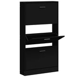 Shoe Cabinet Black 59x17x108 cm Engineered Wood 342528