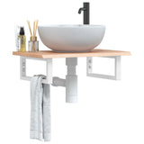 Basin Shelf Wall Mounted Steel and Solid Wood Oak 3302560
