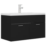 Sink Cabinet with Built-in Basin Black Engineered Wood 3071280