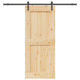 Sliding Door with Hardware Set 95x210 cm Solid Wood Pine 3332710