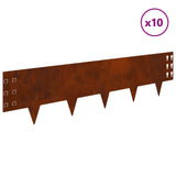Lawn Edging 10 pcs 100 x 25 cm Steel Rusty 8008620