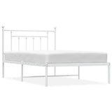 Bed Frame White Powder-Coated Steel Single Bed Frame 353581